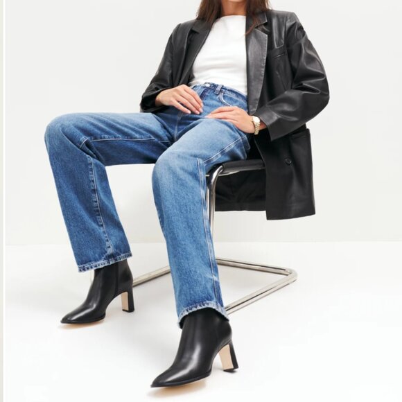 Reformation Gillian Ankle Boot Black Leather - Picture 10 of 11